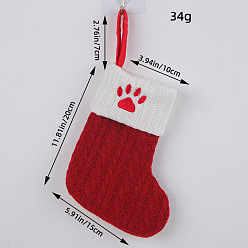 FF1-28/Cat's claw Classic Red Letter Christmas Stocking Knit Decoration Festive Holiday Ornament