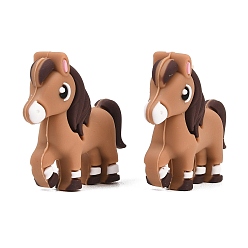 Верблюжий Силиконовые фокусные шарики, лошадь, верблюжие, 33~33.5x32x10.5 мм, отверстие : 3 мм