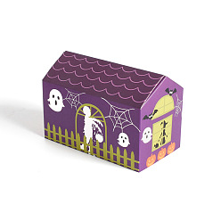 Medium Purple House Shaped Paper Halloween Candy Boxes, Gift Bag Party Favors, Medium Purple, 11.4x6.5x6cm