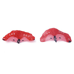 Red Plastic Pendants, Leaf, Red, 18x33x4mm, Hole: 1.2mm