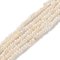 PapayaWhip Natural Keshi Pearl Beads Strands, Cultured Freshwater Pearl, Baroque Pearls, Potato, Grade 2A, PapayaWhip, 2~3x2~3.5mm, Hole: 0.5mm, about 162pcs/strand, 13.66''(34.7cm)