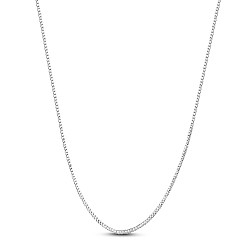 Platinum SHEGRACE Rhodium Plated 925 Sterling Silver Box Chain Necklaces, with Spring Ring Clasps, Platinum, 15.74 inch(40cm), 0.8mm