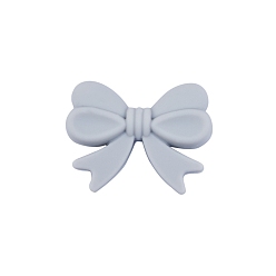 Light Grey Bowknot Food Grade Silicone Beads, Chewing Beads For Teethers, DIY Nursing Necklaces Making, Light Grey, 16x26mm