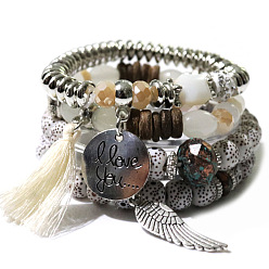 off-white Bohemian Tassel Bracelet Multi-layer Beaded European and American Personality Hand Ring