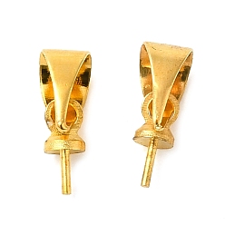 Golden Brass Screw Eye Pin Peg Bails, For Half Drilled Beads, Golden, 7x3mm