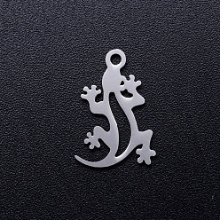 Stainless Steel Color 201 Stainless Steel Hollow Pendants, Lizard, Stainless Steel Color, 16x10.5x1mm, Hole: 1.5mm