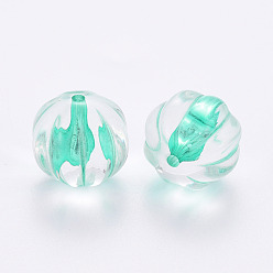 Turquoise Transparent Acrylic Beads, Pumpkin, Turquoise, 17.5x16mm, Hole: 1.8mm, about 183pcs/500g