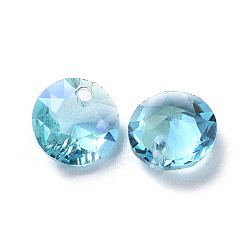 Аквамарин Стеклянные украшения из горного хрусталя, граненые, плоско-круглые, аквамарин, 8x4.3 мм, отверстие : 1.2 мм