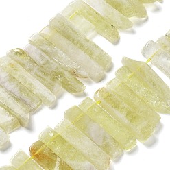 Lemon Quartz Natural Lemon Quartz Beads Strands, Top Drilled Beads, Rectangle, 24~62x8~14x4~9mm, Hole: 1.8mm, about 34~39pcs/strand, 15.04''~15.51''(38.2~39.4cm)