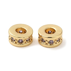 чертополох Стойки обшивки латунь кубического циркония бусы, долговечный, без свинца и без кадмия, реальный 18 k позолоченный, колонка, чертополох, 6x3 мм, отверстие : 2.5 мм