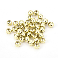 Gold Carnival Celebrations, Mardi Gras Beads, CCB Plastic Beads, Round, Gold, 10mm, Hole: 1.9mm, about 1000pcs/500g
