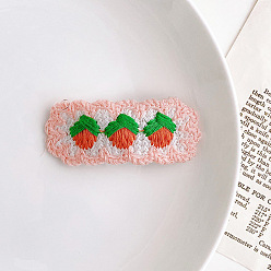 Strawberry Cute Wool Yarn Knitting Snap Hair Clips, Rectangle Hair Accessories for Girls, Strawberry Pattern, 50~60mm