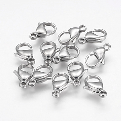 Stainless Steel Color 304 Stainless Steel Lobster Claw Clasps, Stainless Steel Color, 15x9x4mm, Hole: 2mm