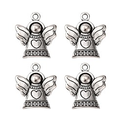 Antique Silver Tibetan Style Alloy Pendants, Lead Free and Cadmium Free, Angel, Antique Silver Color, 21x19x3mm, Hole: 2mm