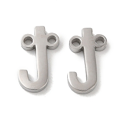 Letter J Non-Tarnish 304 Stainless Steel Connector Charms, Letter, Letter J, 10x6.5x1.5mm, Hole: 1.2mm