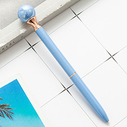 Cornflower Blue Candy Color Rotating Pearl Stainless Steel Ballpoint Pen, School Office Supplies, Cornflower Blue, 142x10mm