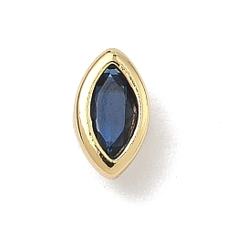 Темно-Синий Кабошоны из кубического циркония с микропаве из латуни с эффектом «конский глаз», стойки покрытие, долговечный, без свинца и без кадмия, реальный 18 k позолоченный, темно-синий, 6.5x4x3 мм