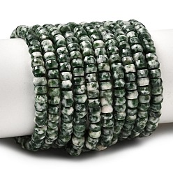 Камень с Зелеными Точками Натуральные зеленые пятна яшмовых нитей, рондель, граненые, 4x2.5 мм, отверстие : 0.9 мм, около 151~155 шт / нитка, 14.57''~14.96'' (37~38 см)