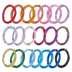 Mixed Color Round Aluminum Wire, Mixed Color, 12 Gauge, 2mm, about 16.4 Feet(5m)/roll, 20 rolls/set
