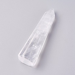 Quartz Crystal Natural Quartz Crystal Pointed Beads, Rock Crystal, Healing Stones, Reiki Energy Balancing Meditation Therapy Wand, No Hole/Undrilled, Bullet, 59~61x16~17mm