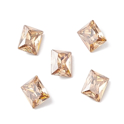PeachPuff K9 Glass Rhinestone Cabochons, Pointed Back & Back Plated, Rectangle, PeachPuff, 10x8x4mm