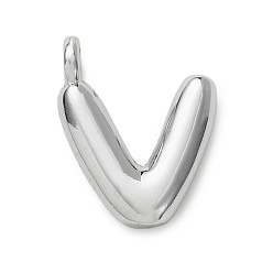 Letter V Латунные подвески, долговечный, стойки покрытие, без кадмия и без свинца, платина, Буква V, 15x12x4.5 мм, отверстие : 2.5 мм