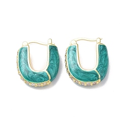 Темный Голубой Эмалированные полукруглые серьги-кольца с прозрачным фианитом, настоящие позолоченные украшения из латуни для женщин, без свинца и без кадмия, темные голубые, 18 мм, штифты : 22x18.5x6.5 мм