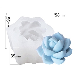 White Succulent Plants Shape DIY Candle Silicone Molds, Resin Casting Molds, For UV Resin, Epoxy Resin Jewelry Making, White, 56x58x39mm