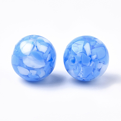 Dodger Blue Resin Beads, Imitation Gemstone Chips Style, Round, Dodger Blue, 20mm, Hole: 2.5mm
