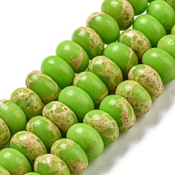 Green Yellow Synthetic Imperial Jasper Dyed Beads Strands, Rondelle, Green Yellow, 8~8.5x5~5.5mm, Hole: 1.2mm, about 76~77pcs/strand, 15.20''~15.47"(38.6~39.3cm)