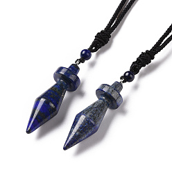 Lapis Lazuli Natural Lapis Lazuli Bullet Pendant Necklace with Nylon Cord for Women, 33.07~35.04 inch(84~89cm)