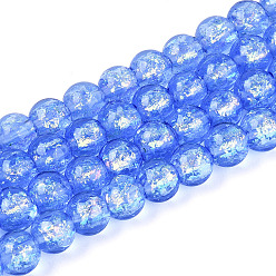 Васильковый Нити из фольги в технике лэмпворк, круглые, васильковый, 8.5x7 мм, отверстие : 1.4 мм, около 40 шт / нитка, 11.81'' (30 см)