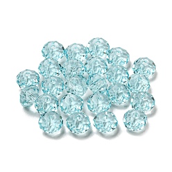 Cyan Perles de verre transparentes à facettes, couleur ab , abaque, cyan, 6x4mm, Trou: 0.7~1mm