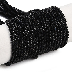 Black Onyx Бусины из натурального черного оникса, граненые круглые, окрашенная и подогревом, класс А, 2 мм, отверстие : 0.8 мм, около 190 шт / нитка, 15 дюйм