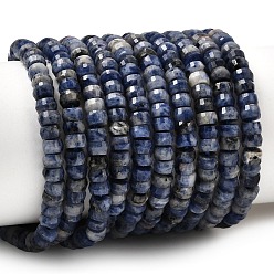 Содалитовое Природный содалит бисер нитей, рондель, граненые, 4x2.5 мм, отверстие : 0.9 мм, около 151~155 шт / нитка, 14.57''~14.96'' (37~38 см)