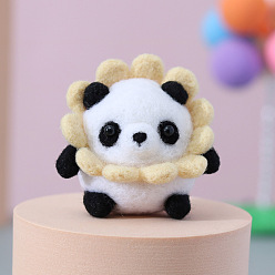 Flower Panda Pendant Decoration DIY Needle Felting Beginner Kits, including Wool, Felting Needle, Foam Board, Instruction, Flower, 50mm