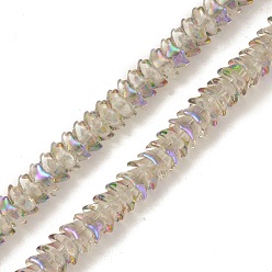 Light Grey Electroplate Transparent Glass Beads Strands, Full Rainbow Plated, Flower, Light Grey, 12x11x7mm, Hole: 1.2mm, about 134pcs/strand, 24.80 inch(63cm)
