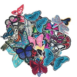 Бабочка Компьютеризированные ткани для вышивания шить на заплатки, аксессуары для костюма, бабочка, 30~150 мм, 24 шт / комплект