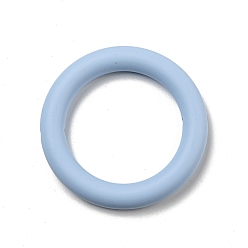 Sky Blue Ring Silicone Beads, Chewing Beads For Teethers, DIY Nursing Necklaces Making, Sky Blue, 65x10mm, Hole: 3mm, Inner Diameter: 46mm