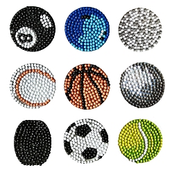 Mixed Color Sport Theme DIY Diamond Painting Stickers Kits For Kids, with Diamond Painting Stickers, Rhinestones, Diamond Sticky Pen, Tray Plate and Glue Clay, Mixed Color, 16x16mm, 9pcs/box