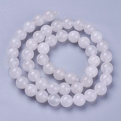 White Jade Natural White Jade Round Beads Strands, 8mm, Hole: 1mm, about 50pcs/strand, 15.7 inch