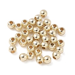 Echt 18 k vergoldet Rack Überzug Messing, runde Perlen, langlebig überzogen, cadmiumfrei und bleifrei, echt 18 k vergoldet, 4x3.5 mm, Bohrung: 1.4 mm