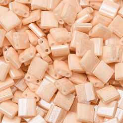 (TL593) Light Caramel Ceylon MIYUKI TILA Beads, Japanese Seed Beads, 2-Hole, (TL593) Light Caramel Ceylon, 5x5x1.9mm, Hole: 0.8mm, about 590pcs/50g