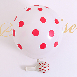 White Polka Dot Pattern Round Rubber Inflatable Balloons, for Festive Party Decorations, White, 330mm, 100pcs/bag