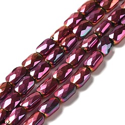 Fuchsia Electroplate Glass Beads Strands, Full Plated, Faceted, Oval, Fuchsia, 7x4.5x3mm, Hole: 0.9mm, about 78~81pcs/strand, 22.83 inch(58cm)