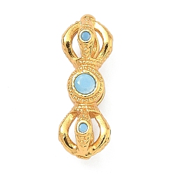 Другие Латунные бусины, С бисером бирюзы смолы, реальный 24 k позолоченный, Дордже ваджра, 15x5 мм, отверстие : 1.2 мм