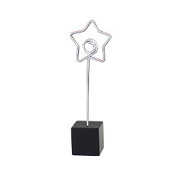 Black Metal Spiral Memo Clips, with Resin Base, Message Note Photo Stand Holder, for Table Decoration, Star, Black, 117mm