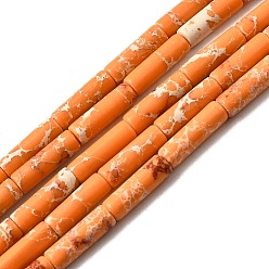 Оранжевый Натуральный регалит / имперская яшма / морские отложения, окрашенные, колонка, оранжевые, 13~14x4 мм, отверстие : 1 мм, около 30 шт / нитка, 15.9 дюйм (40.5 см)