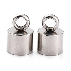 Stainless Steel Color 304 Stainless Steel Cord Ends, End Caps, Stainless Steel Color, 12x8mm, Hole: 3mm, Inner Diameter: 7mm