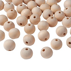 Moccasin Natural Unfinished Wood Beads, Round Wooden Loose Beads Spacer Beads for Craft Making, Macrame Beads, Large Hole Beads, Lead Free, Moccasin, 20mm, Hole: 4~5mm